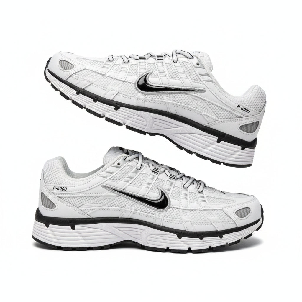 Nike P-6000 White Metallic Silver Black